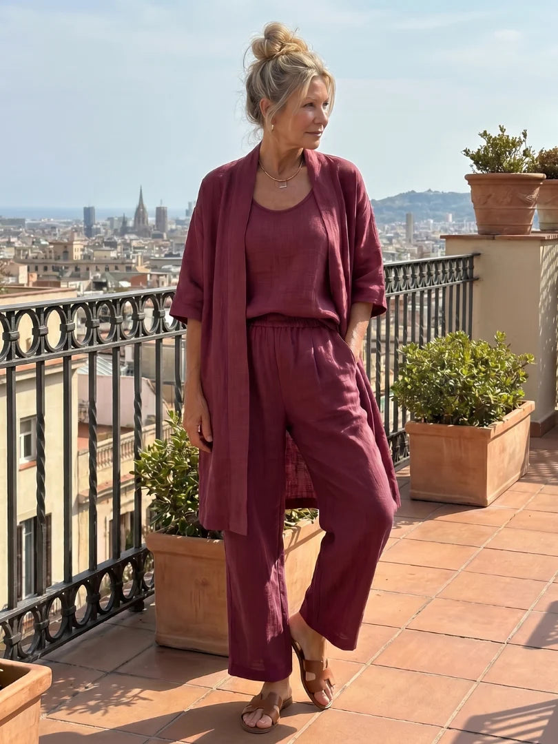 Amelia™ Three-Piece Relaxed Top & Pant Set