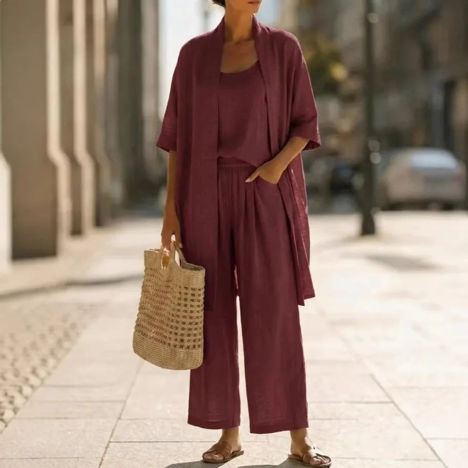 Amelia™ Three-Piece Relaxed Top & Pant Set